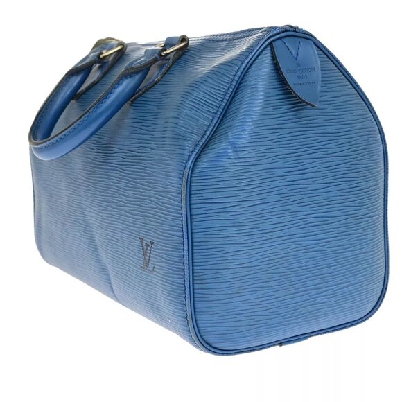 LOUIS VUITTON LV Logo Speedy 30 Travel Hand Bag Epi Leather Blue M43005 35SH811 - Picture 4 of 16